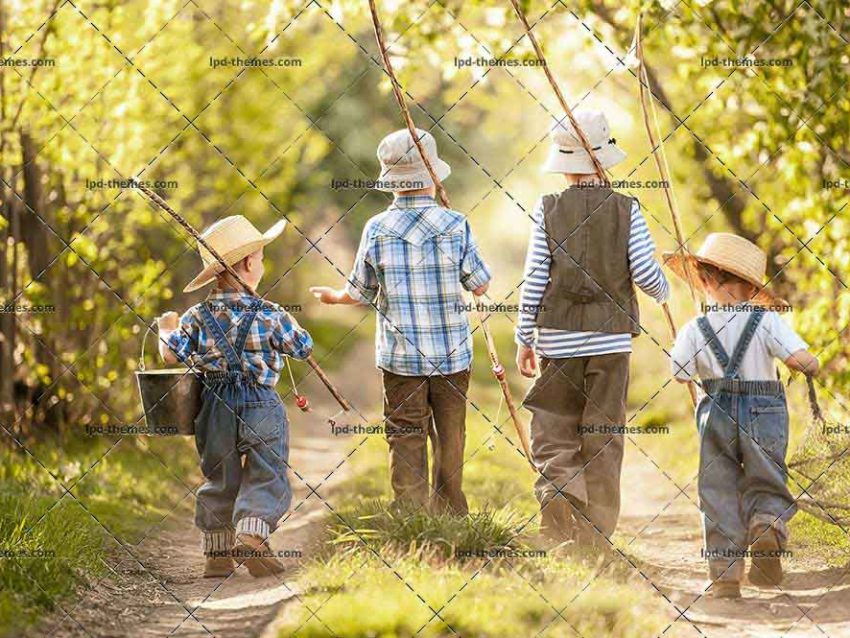 Four Boys With Fishing Rods